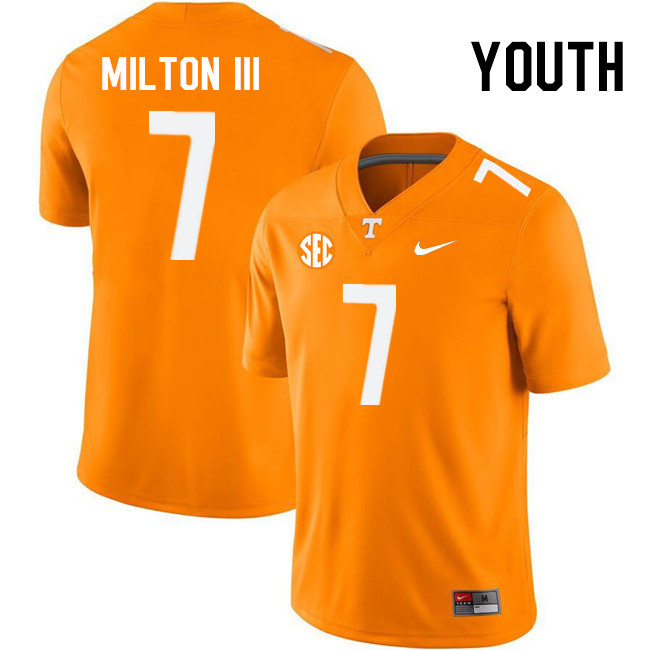 Youth #7 Joe Milton III Tennessee Volunteers College Football Jerseys Stitched Sale-Orange - Click Image to Close
